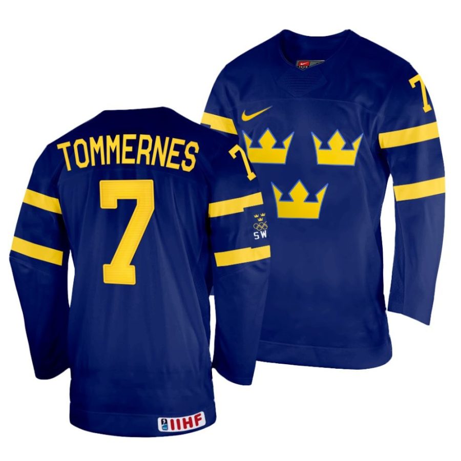 henrik tommernes navy 2022 iihf world championship sweden away jersey scaled