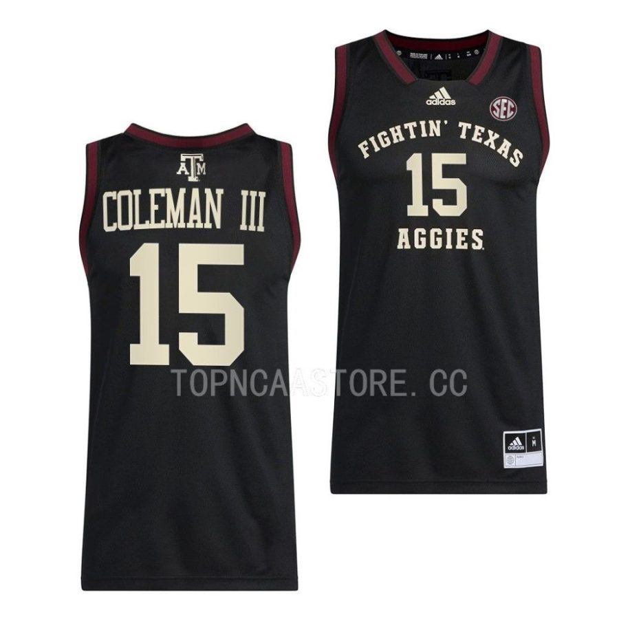 henry coleman iii texas am aggies 2022 23swingman basketball black jersey scaled