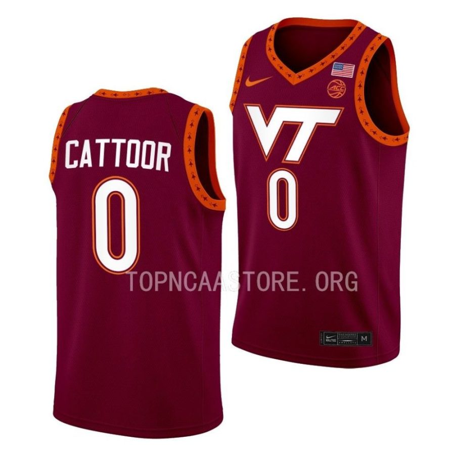 hunter cattoor virginia tech hokies 2022 23swingman basketball maroon jersey scaled