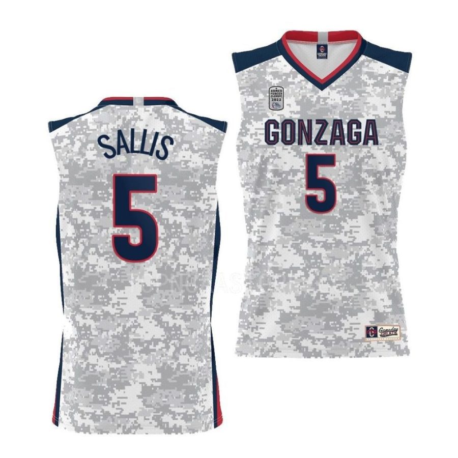 hunter sallis white 2022 carrier classic gonzaga bulldogsarmed forces day jersey scaled