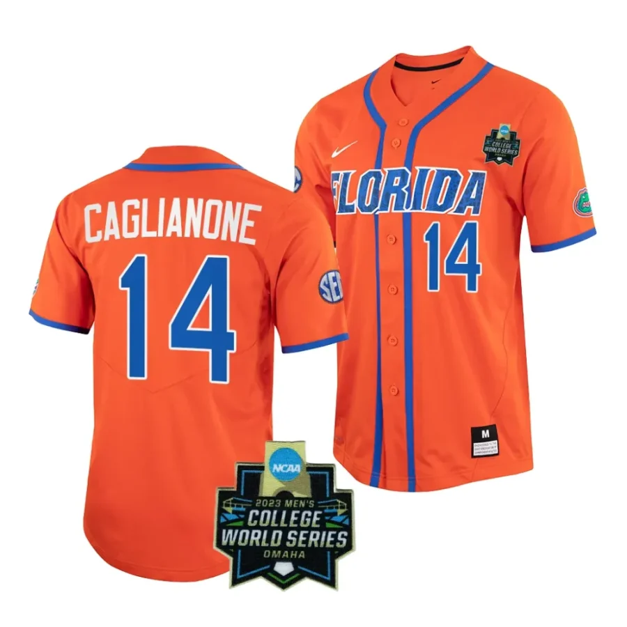 jac caglianone florida gators orangencaa 2023 college world series menbaseball jersey scaled