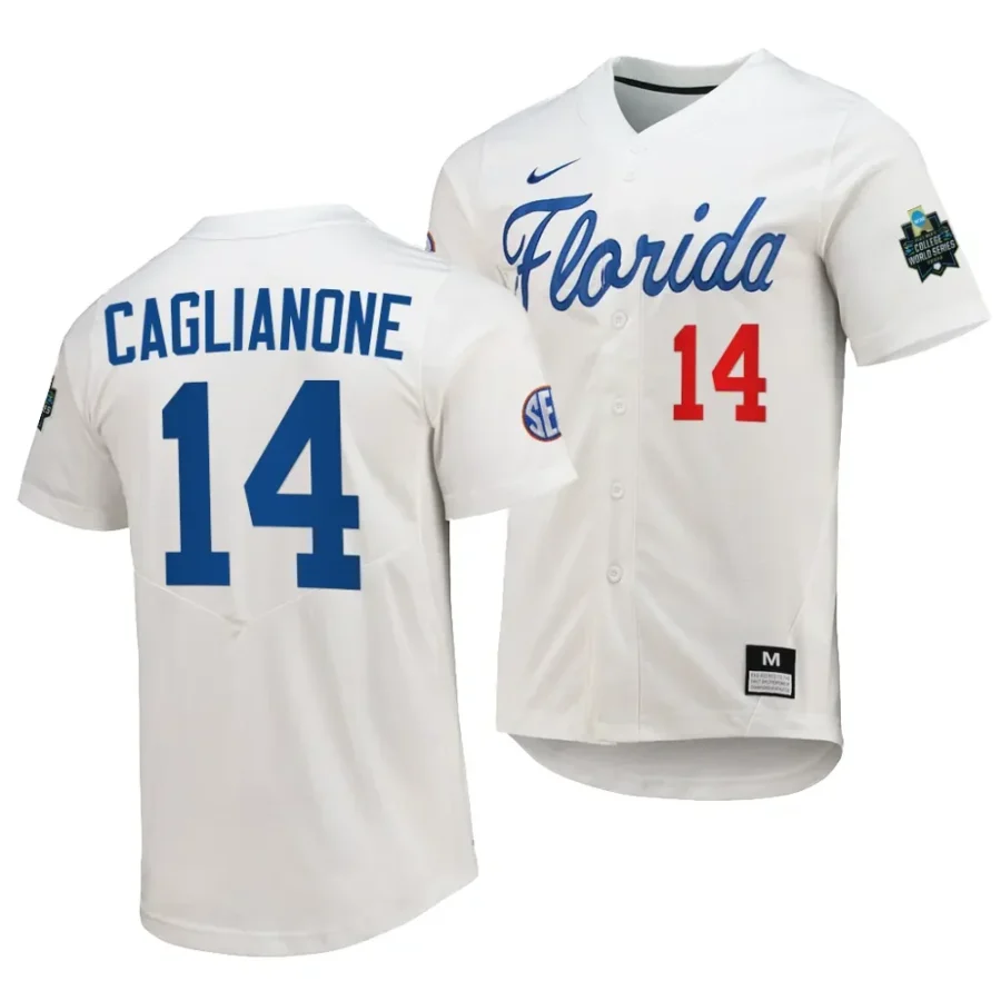 jac caglianone florida gators white2023 college world series menncaa baseball jersey scaled