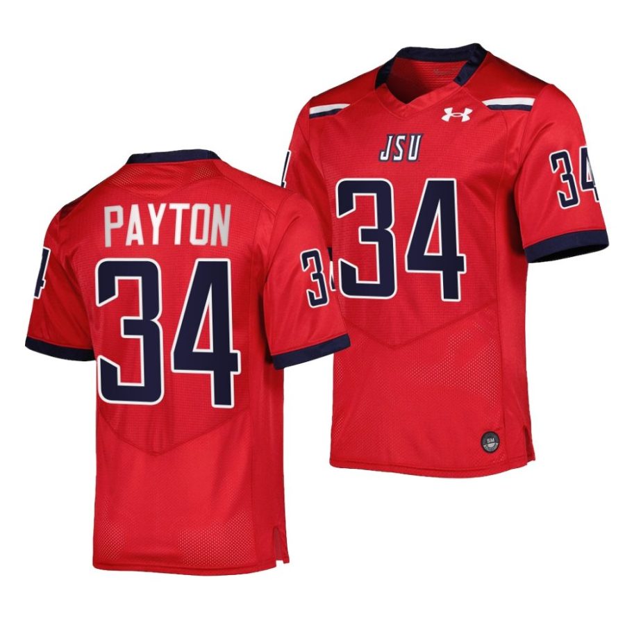 jackson state tigers walter payton red team wordmark replica football jersey scaled