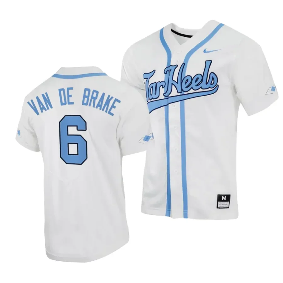 jackson van de brake unc tar heels 2023replica baseball menfull button jersey 0 scaled