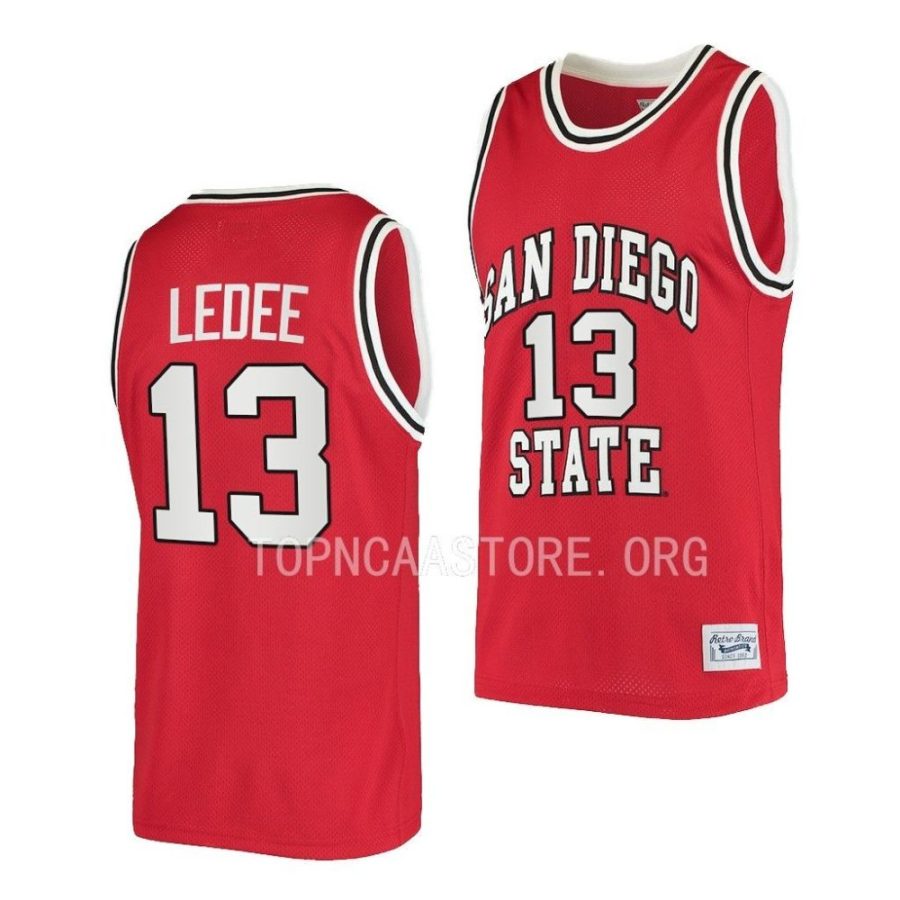 jaedon ledee san diego state aztecs 2022 23retro basketball red jersey scaled