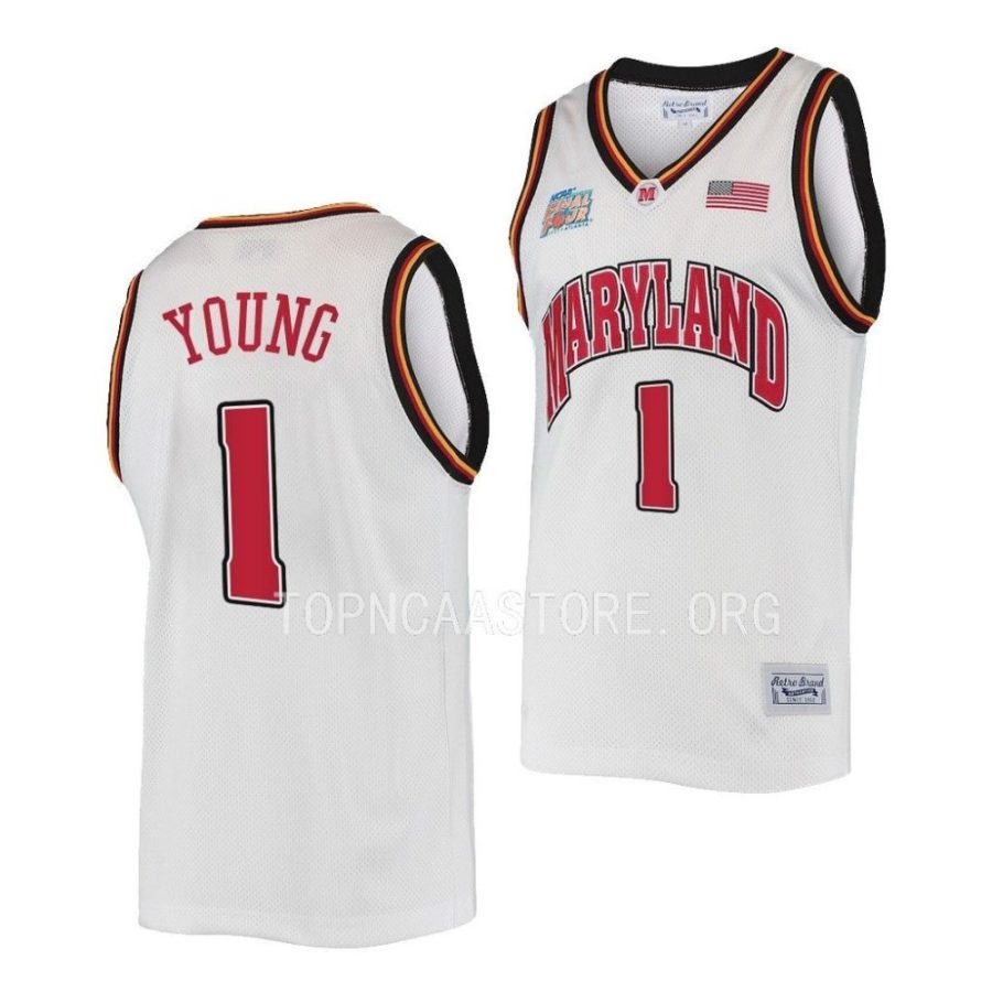 jahmir young maryland terrapins 2022 23classic commemorative retro final 4white jersey scaled