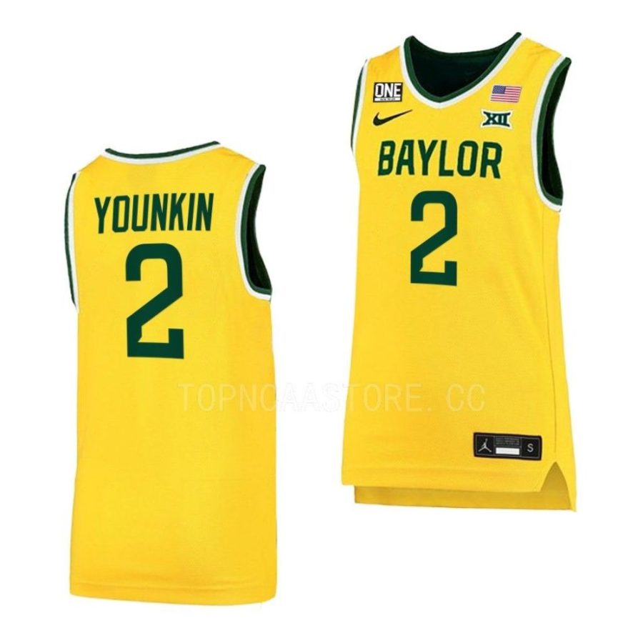 jake younkin baylor bears 2022 23college basketball gold jersey scaled