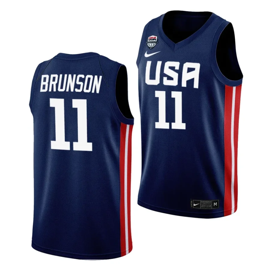 jalen brunson usa fiba world cup 2023 navy away jersey scaled