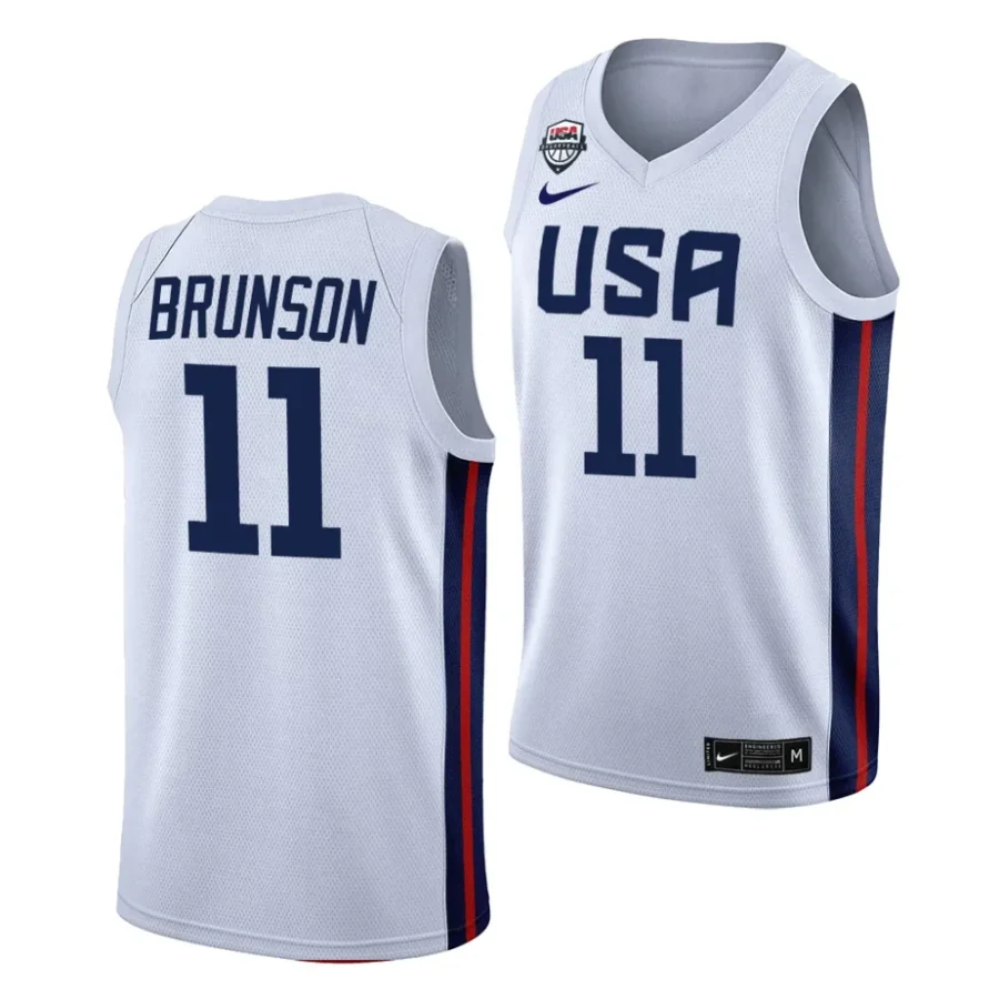 jalen brunson usa fiba world cup 2023 white home jersey scaled