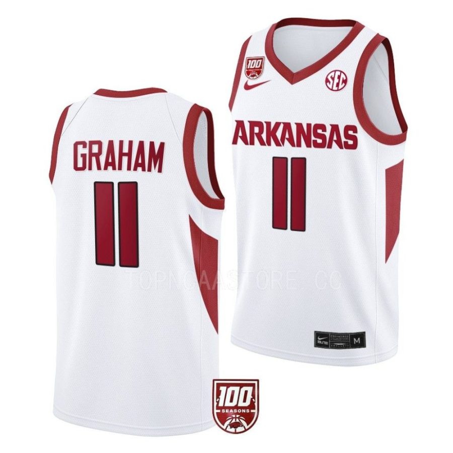 jalen graham arkansas razorbacks 2022 23100 season college basketballwhite jersey scaled