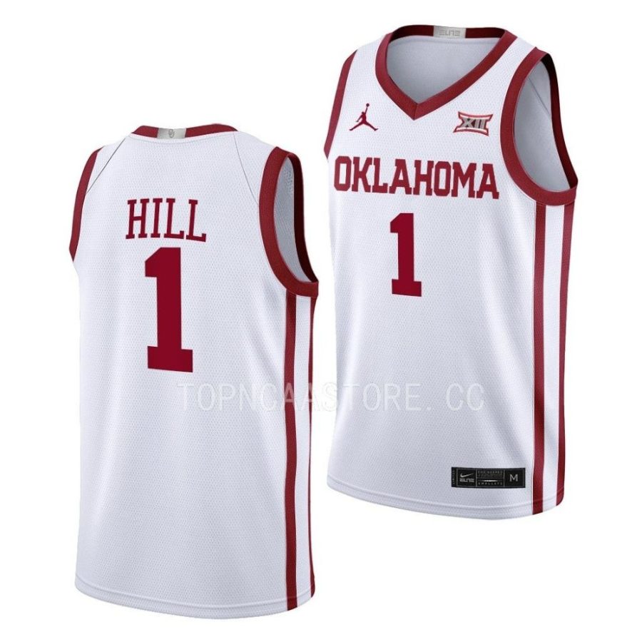 jalen hill oklahoma sooners 2022 23college basketball homewhite jersey scaled