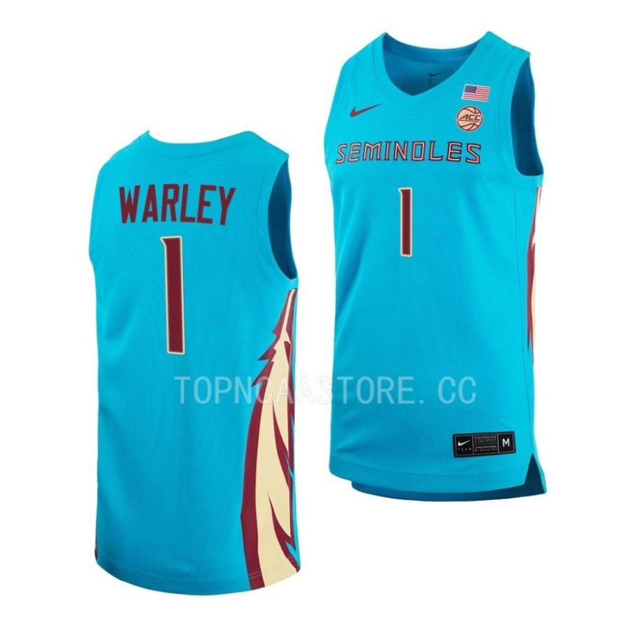 jalen warley fsu seminoles 2022 23alternate basketball replicaturquoise jersey scaled
