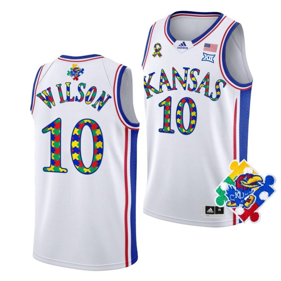 jalen wilson white world autism awareness day kansas jayhawksspecial jersey scaled