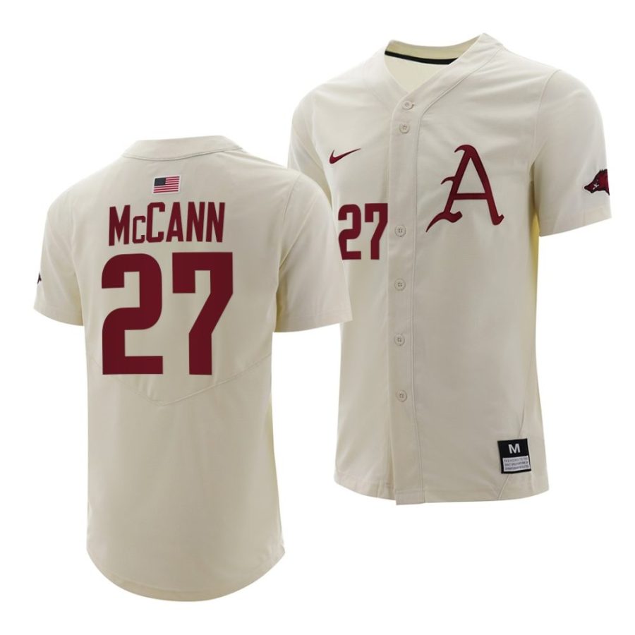 james mccann arkansas razorbacks college baseball menfull button jersey scaled