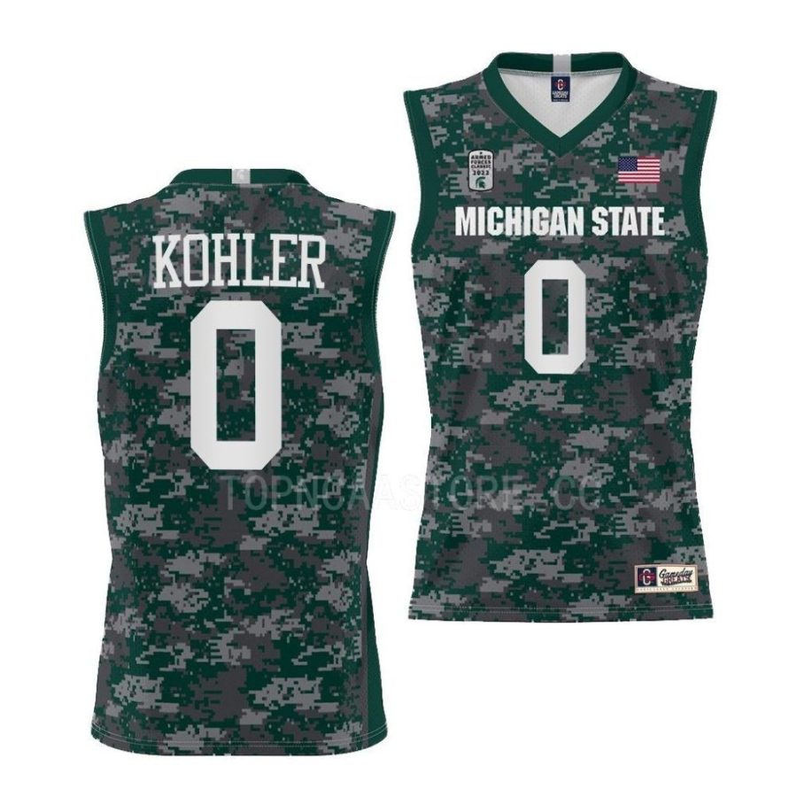 jaxon kohler michigan state spartans 2022 armed forces carrier classic gamegreen jersey scaled