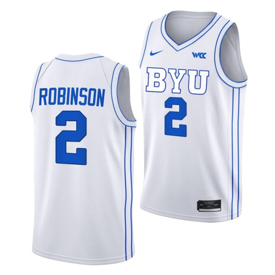 jaxson robinson byu cougars 2022 23college basketball white jersey scaled