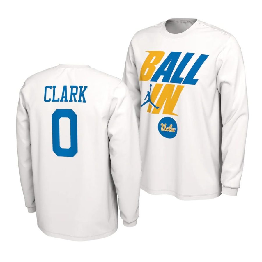 jaylen clark white 2022 ncaa march madness ball in bench t shirts scaled