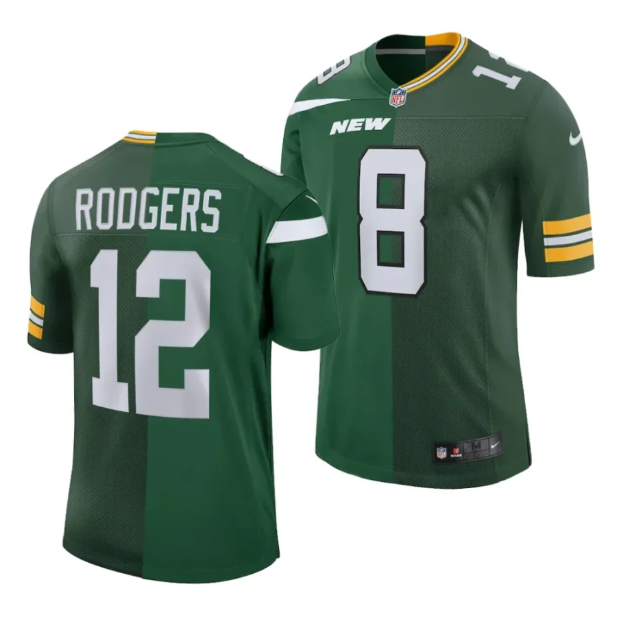 jets aaron rodgers green split nfl packers game jersey scaled