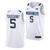 joe toussaint west virginia mountaineers 2022 23home basketball white jersey scaled