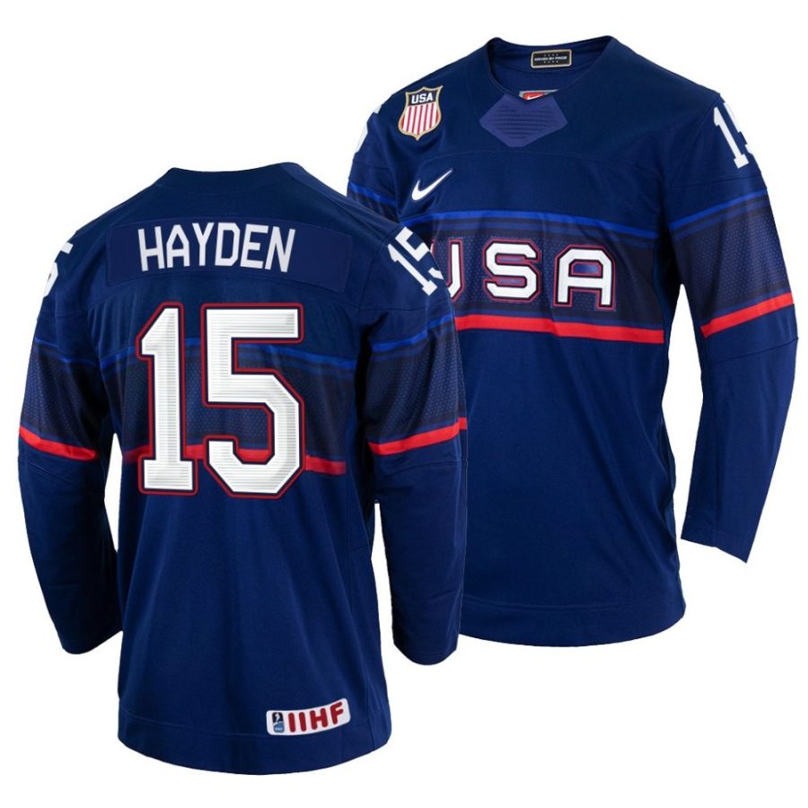 john hayden away 2022 iihf world championship navy jersey scaled