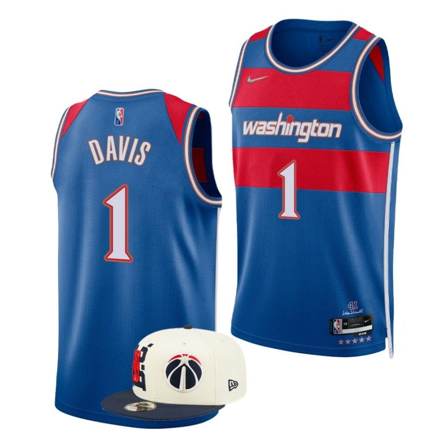 johnny davis wizards city edition 2022 nba draft wisconsin badgers blue jersey scaled