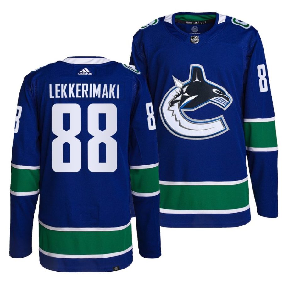 jonathan lekkerimaki canucks 2022 nhl draft blue authentic primegreen men jersey scaled