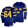 jonathan pudas navy 2022 iihf world championship sweden away jersey scaled