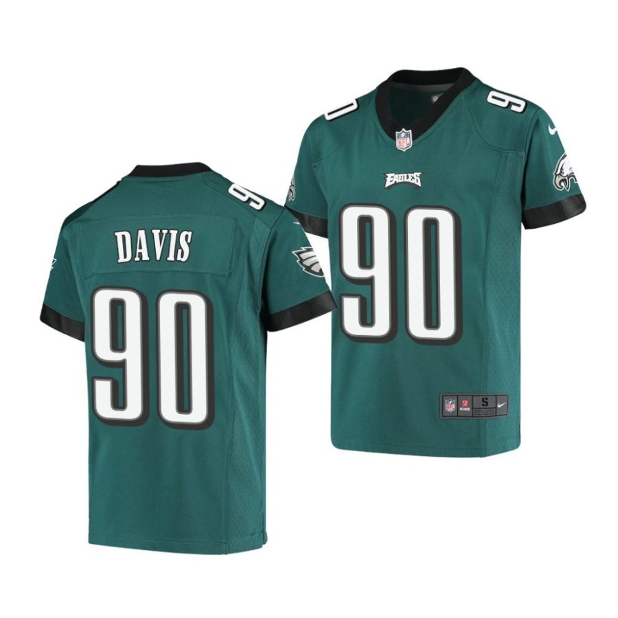 jordan davis philadelphia eagles 2022 nfl draft alternate youth green jersey scaled