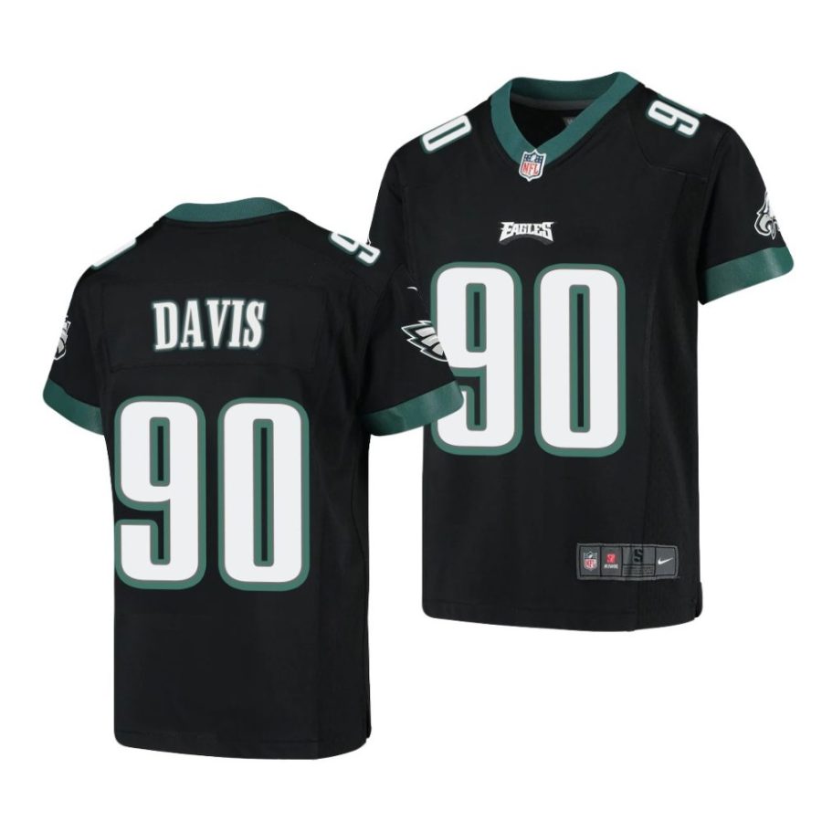 jordan davis philadelphia eagles 2022 nfl draft game youth black jersey scaled