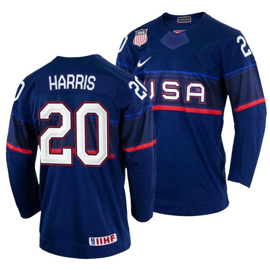 jordan harris away 2022 iihf world championship navy jersey scaled