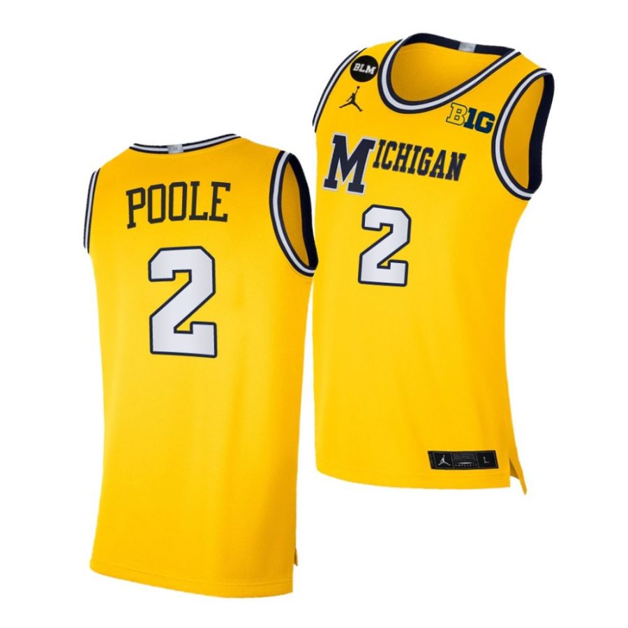 jordan poole michigan wolverines college basketball limitedgold jersey scaled