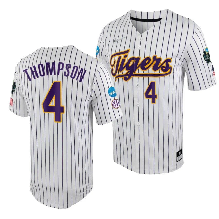 jordan thompson lsu tigers white purple2023 college world series menncaa baseball jersey scaled