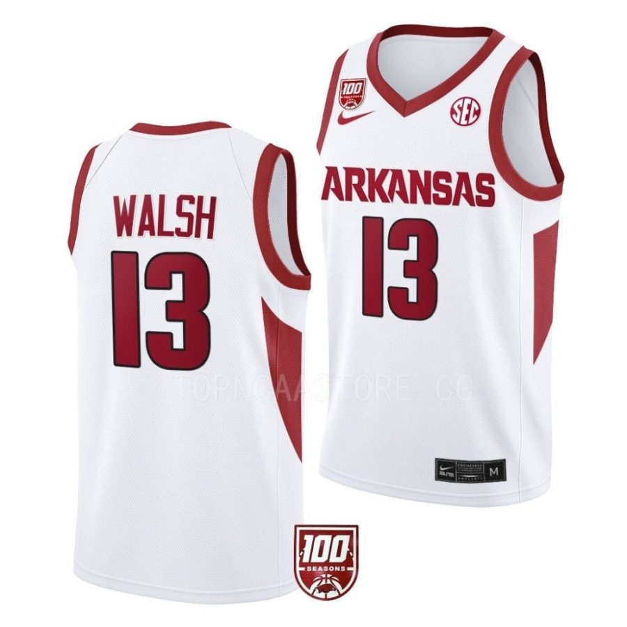 jordan walsh arkansas razorbacks 2022 23100 season college basketballwhite jersey scaled