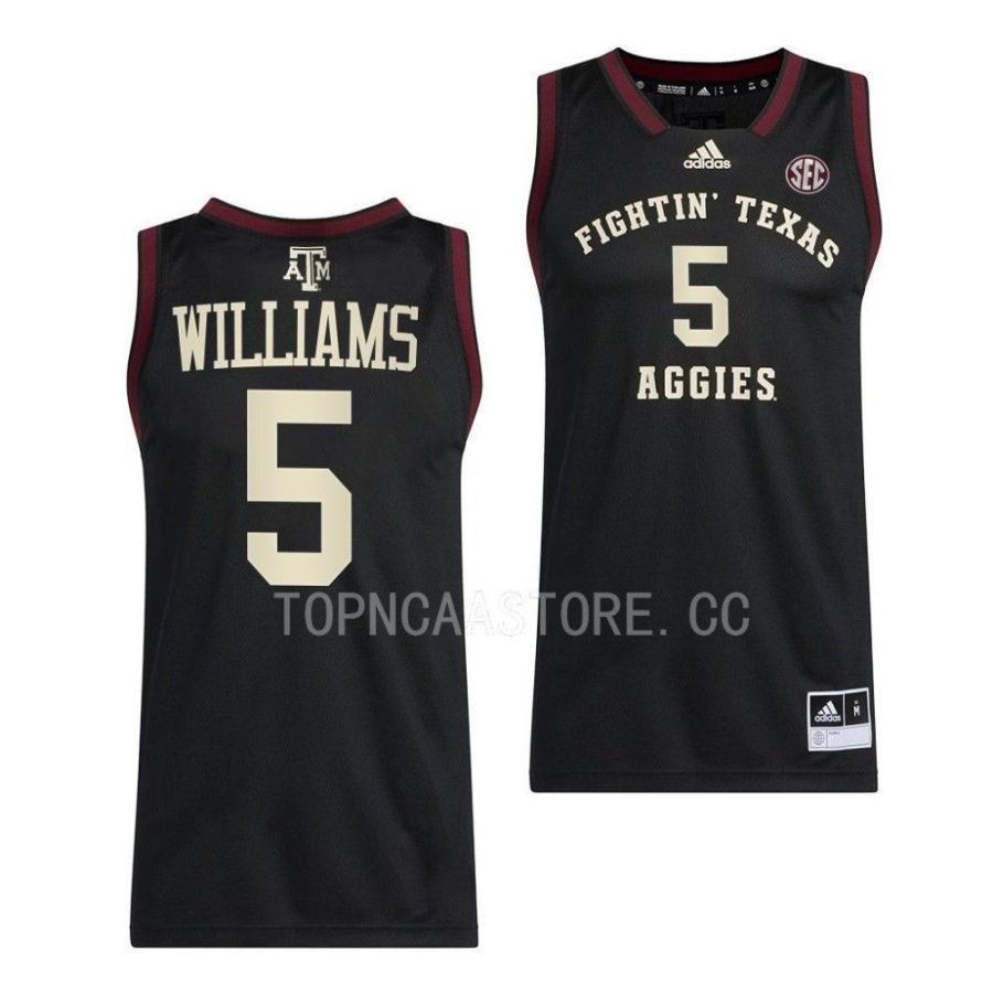 jordan williams texas am aggies 2022 23swingman basketball black jersey scaled