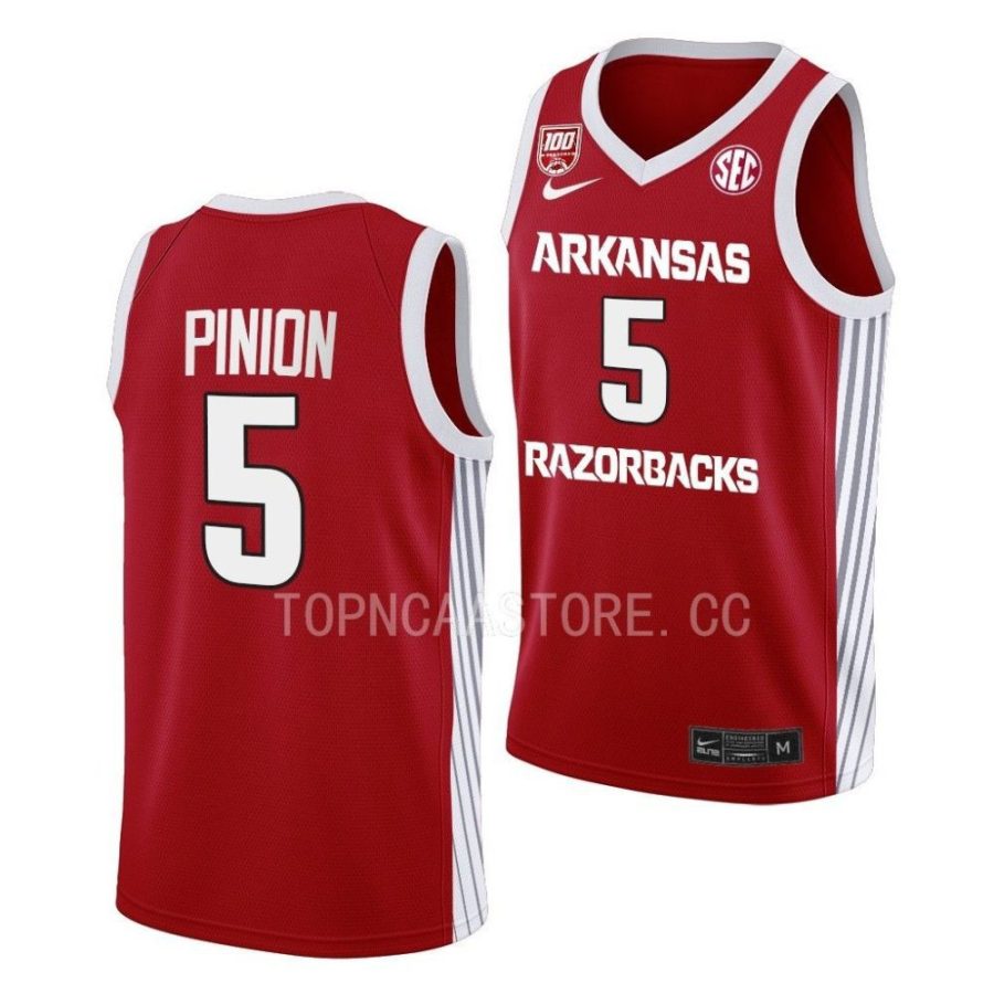 joseph pinion arkansas razorbacks college basketball 2022 23 100 season jersey scaled