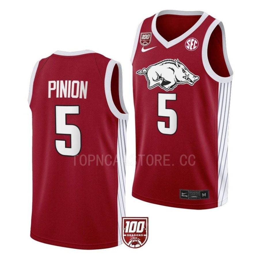 joseph pinion red 100 season arkansas razorbackscollege basketball jersey scaled