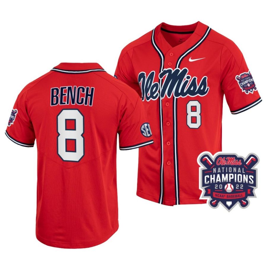 justin bench ole miss rebels 2022 college world series champions menncaa baseball jersey scaled