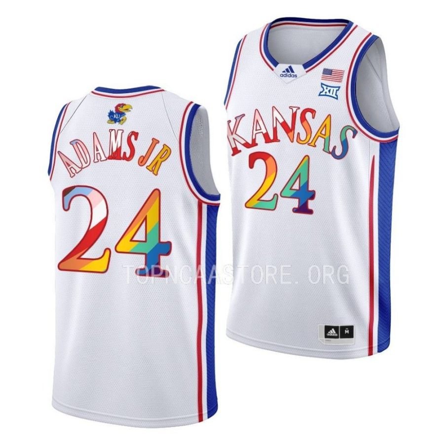 k.j. adams jr. kansas jayhawks 2023 pride basketballwhite jersey scaled