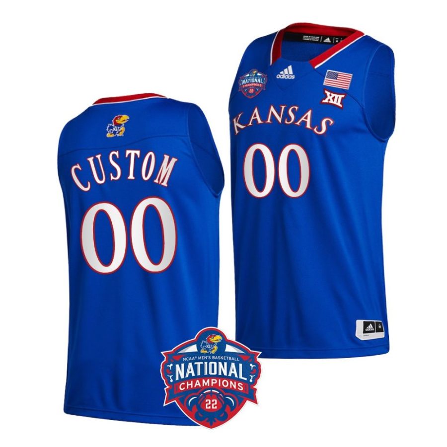 kansas jayhawks custom 2022 ncaa national champions official logo royal jersey scaled