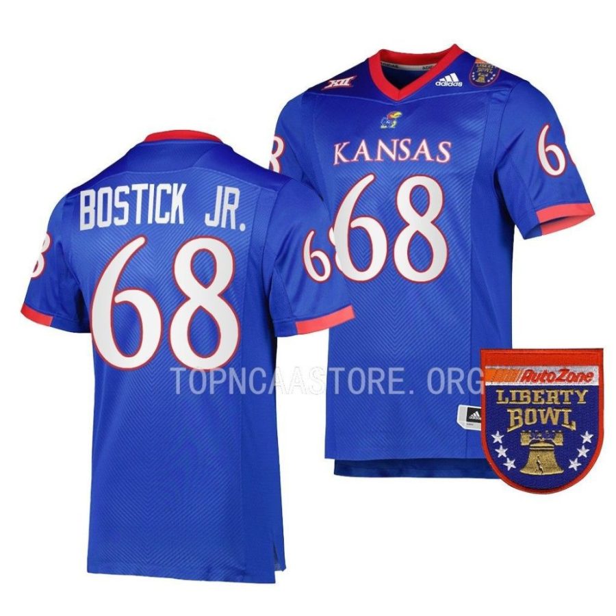 kansas jayhawks earl bostick jr. royal 2022 liberty bowl college football jersey scaled