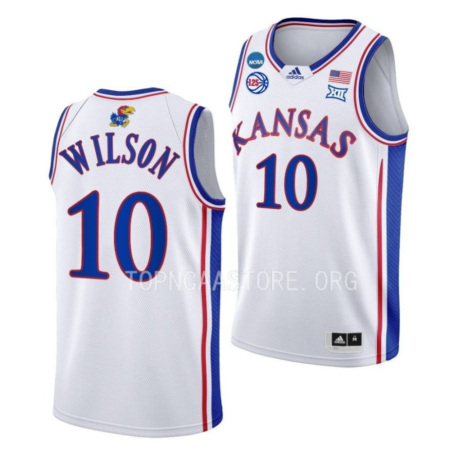 kansas jayhawks jalen wilson 2023 ncaa march madness mens basketball white jersey scaled