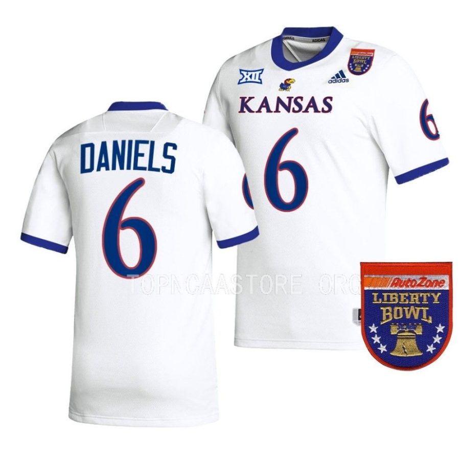 kansas jayhawks jalon daniels white 2022 liberty bowl college football jersey scaled