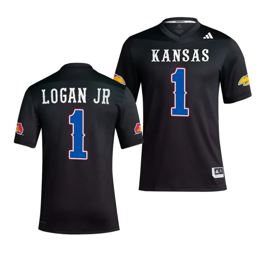 kansas jayhawks kenny logan jr. black 2023alternate football replica jersey scaled