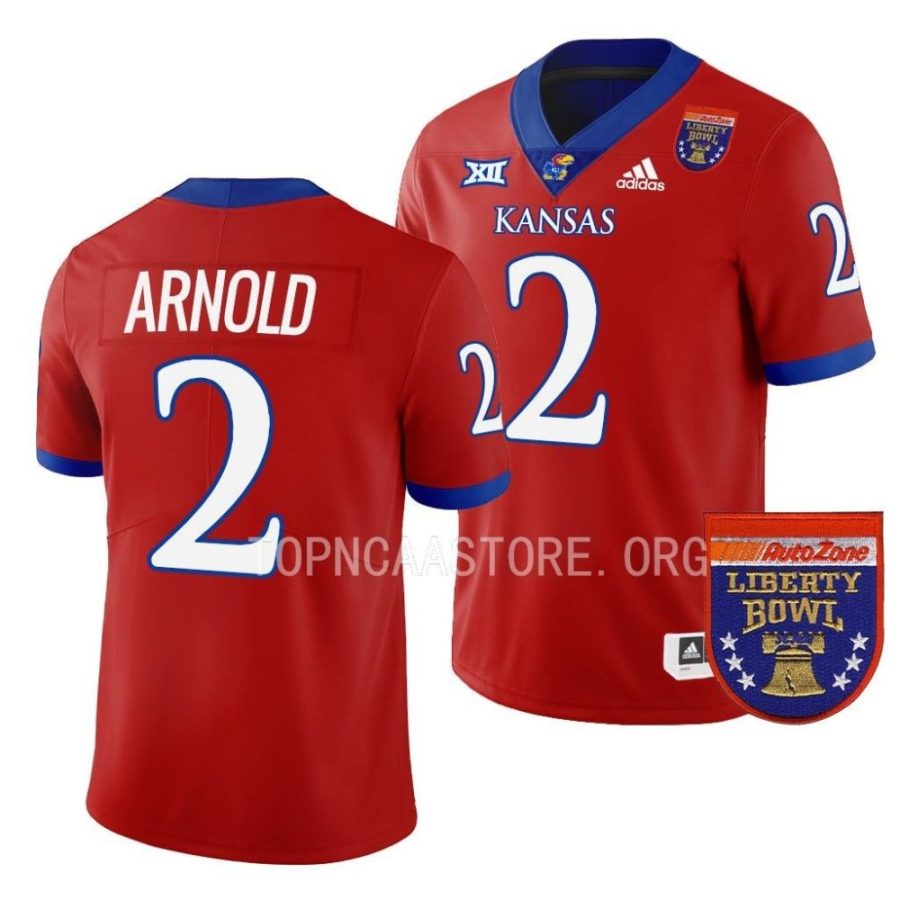 kansas jayhawks lawrence arnold red 2022 liberty bowl college football jersey scaled