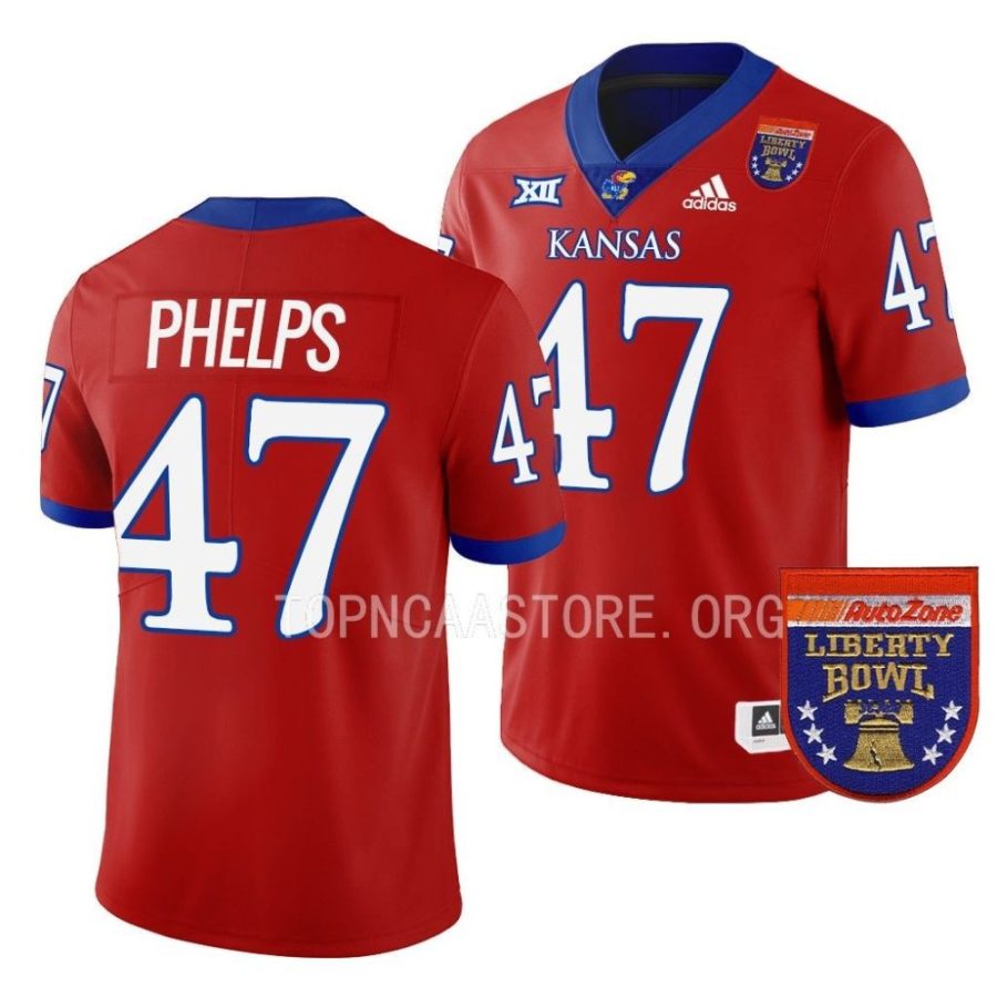 kansas jayhawks lonnie phelps red 2022 liberty bowl college football jersey scaled