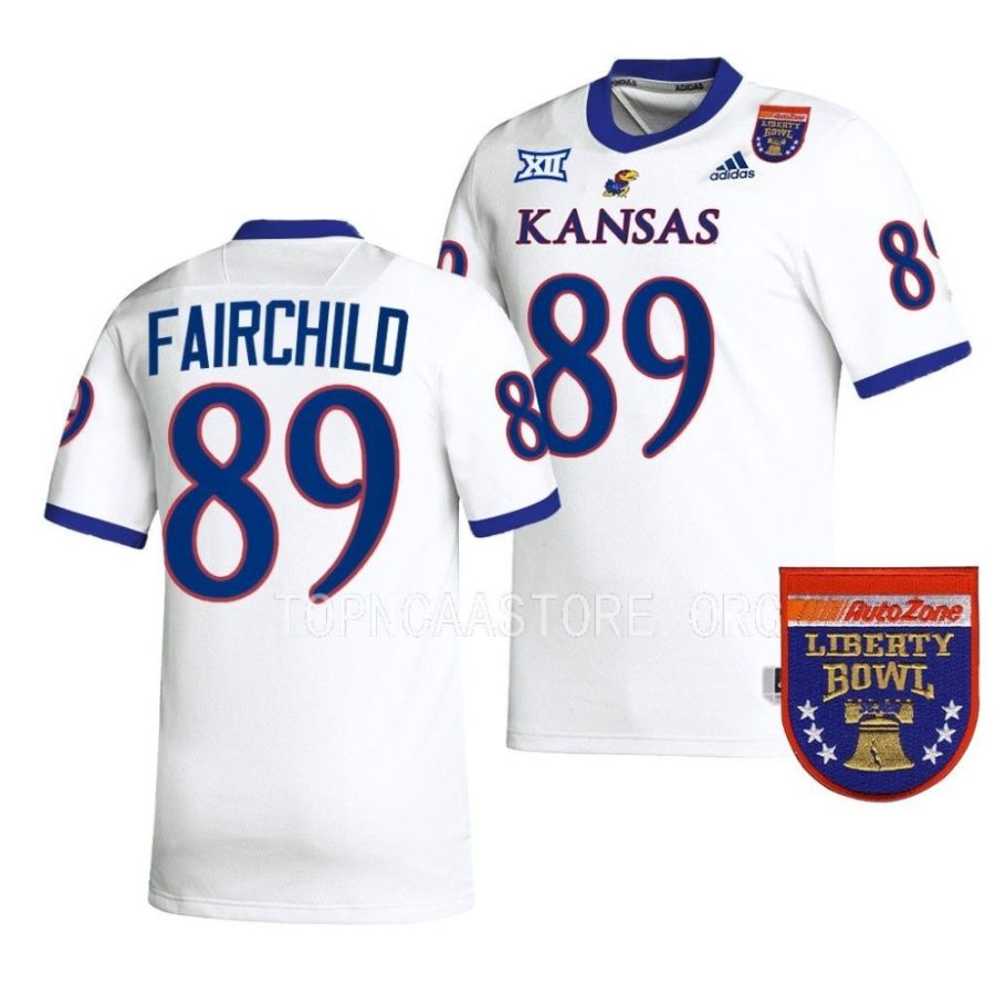 kansas jayhawks mason fairchild white 2022 liberty bowl college football jersey scaled