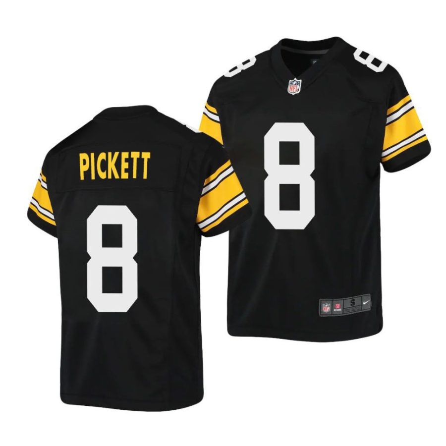 kenny pickett pittsburgh steelers 2022 nfl draft alternate youth black jersey scaled