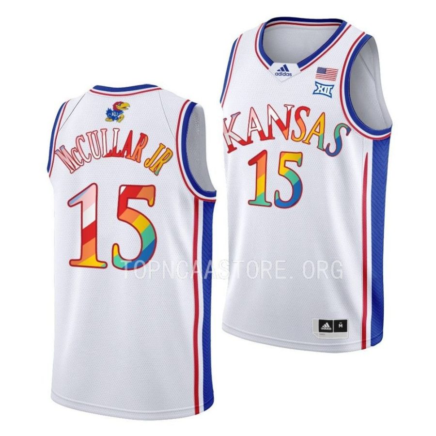 kevin mccullar kansas jayhawks 2023 pride basketballwhite jersey scaled