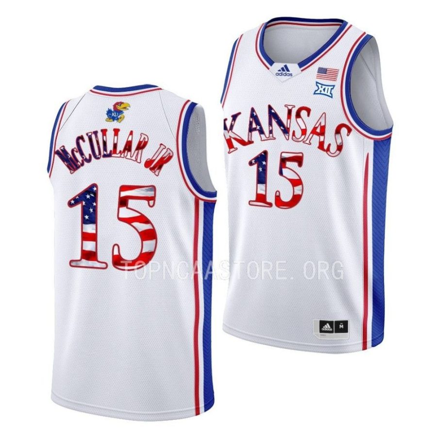 kevin mccullar white 2023 stars and stripes kansas jayhawksbasketball jersey scaled