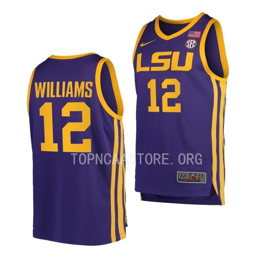 kj williams lsu tigers 2022 23college basketball replicapurple jersey scaled